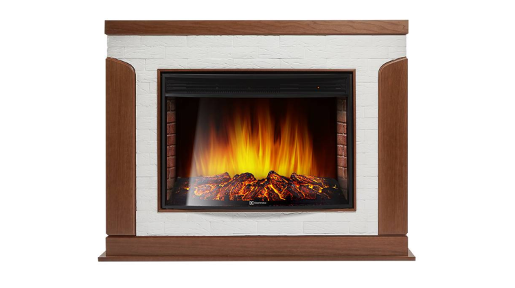Каминокомплект: Очаг Electrolux EFP/P-3020LS, портал Prestigio 30 камень белый, шпон дуб